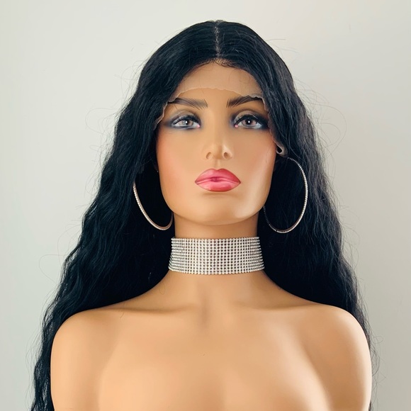 Gorgeous 36” Long Black Premium Fiber Lace Front Wig for Daily Wear or Events - Picture 7 of 14
